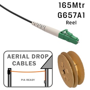 Aerial Drop Cable 1F LC/APC SM OS2 G657A1 PUR Black (L)165Mtr Reel (Dia)3mm   