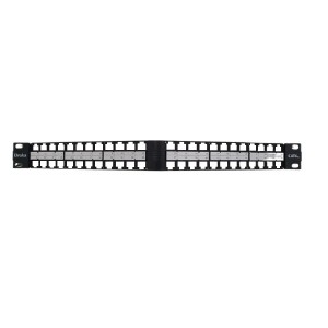 Modular Keystone Panel (Angled) Unloaded Cat6A Shielded 48Port With Fixed Rear Cable Management YPPBP03736 Black (H)1U x (W)19"