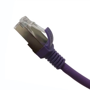 Patch Lead Cat6A S/FTP LSZH Moulded Boot 26AWG Purple (L)0.3Mtr